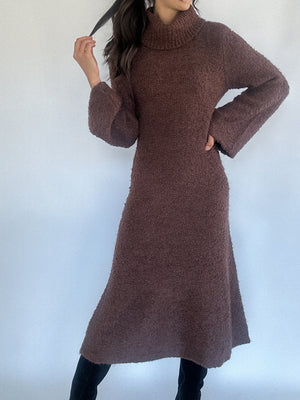 Chelsie Midi Sweater Dress - Brown