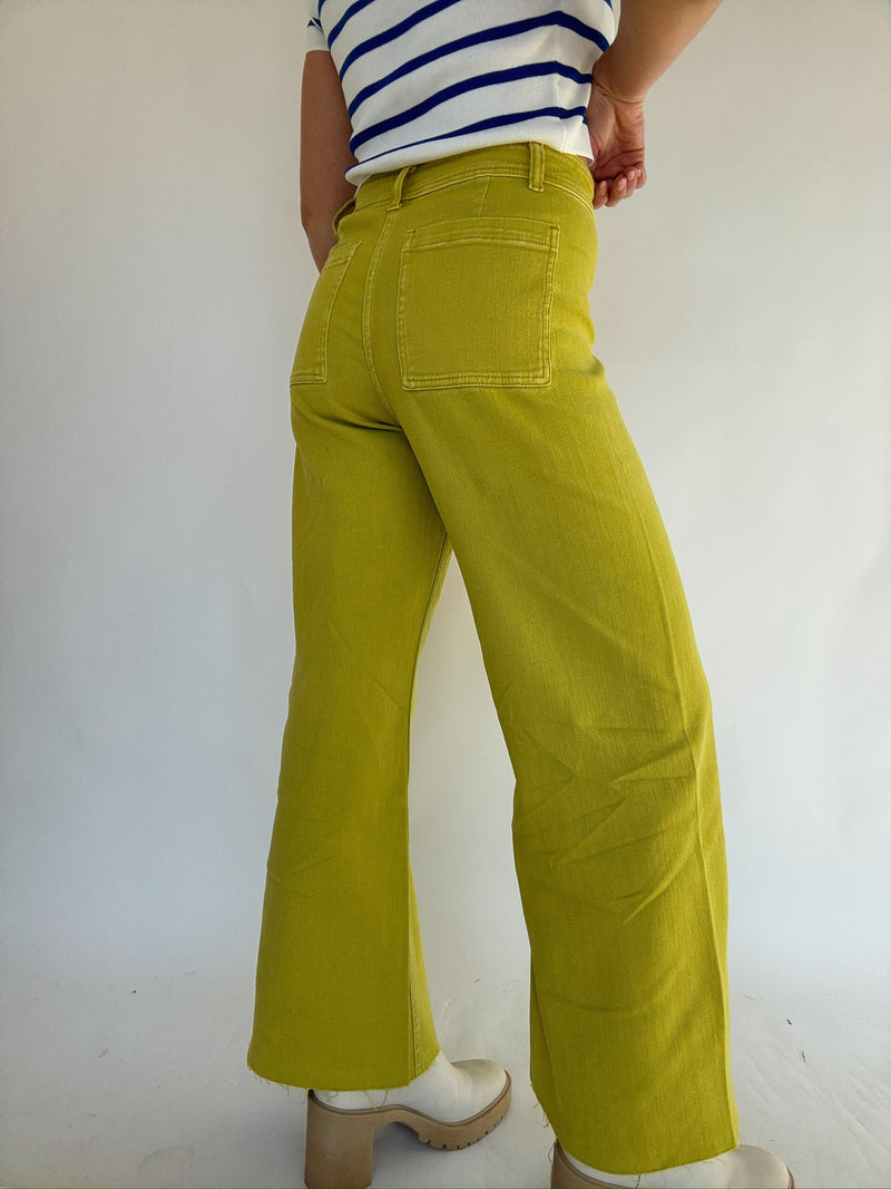 Main Squeeze Wide Leg Pants - Lime