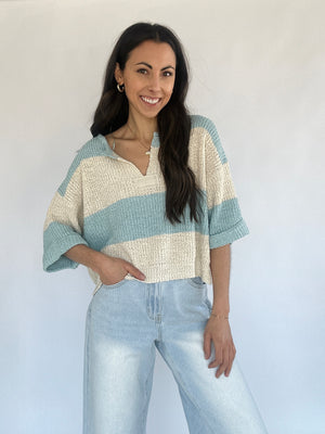 Alina Knit Top - Mint Blue