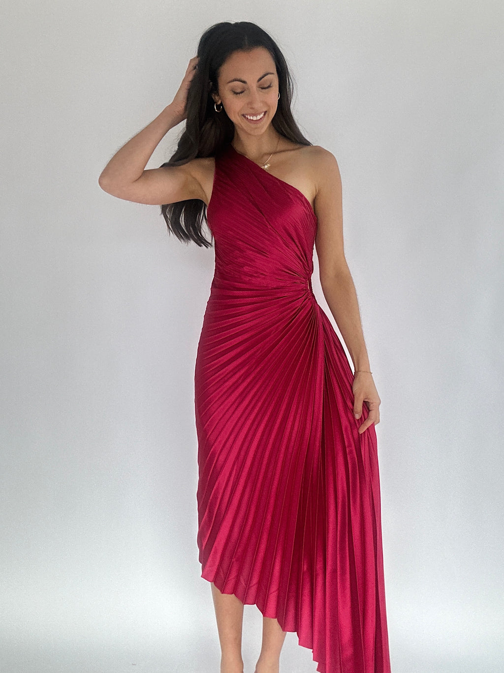 Cora Pleated Maxi Dress - Magenta