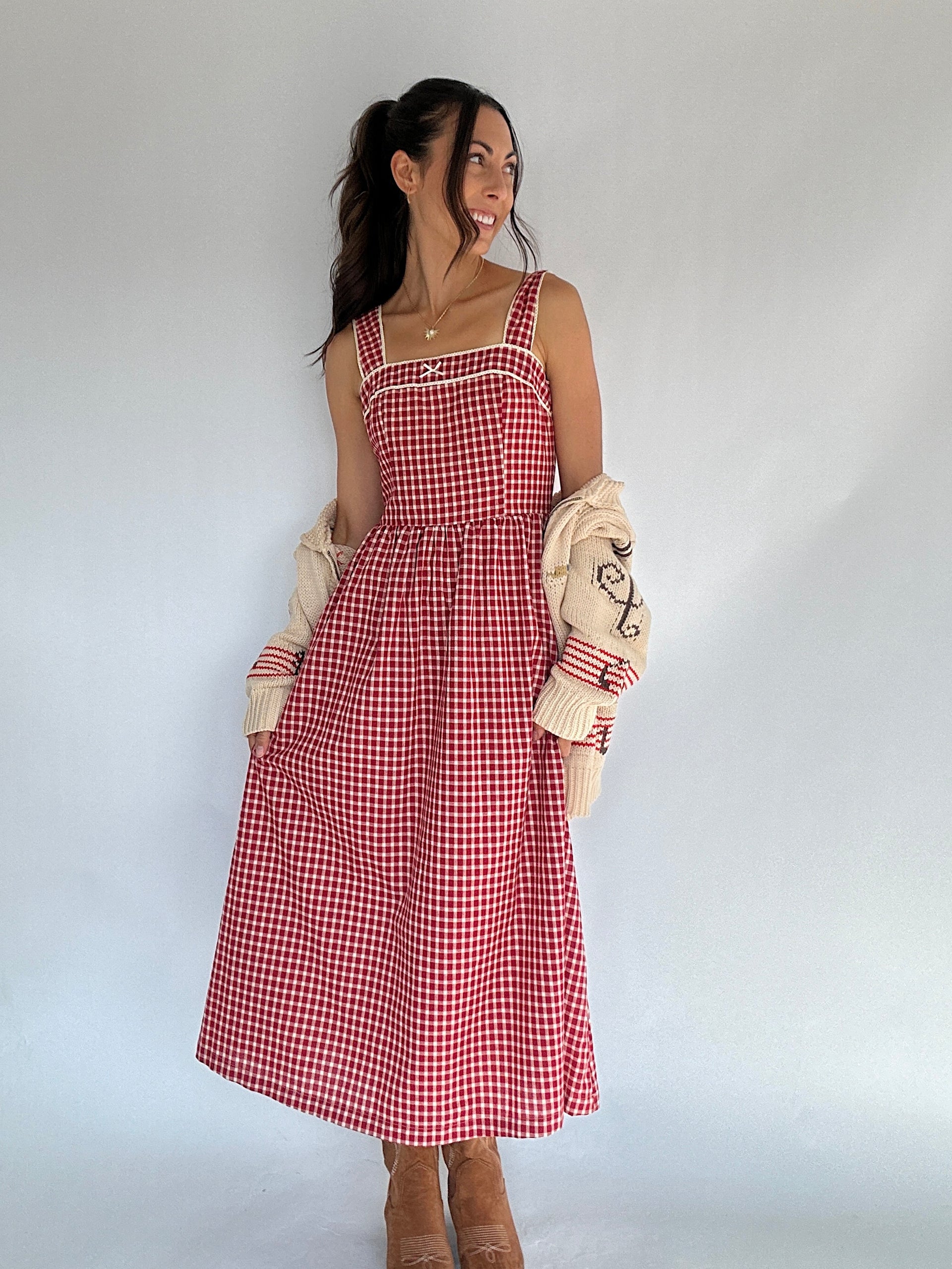 Miley Gingham Midi Dress – Blue Magnolia