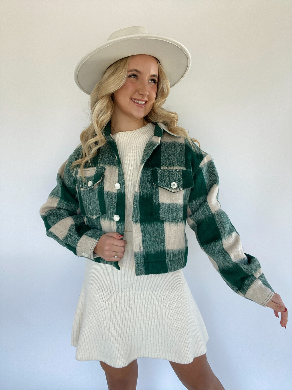 Winter Day Plaid Jacket - Green