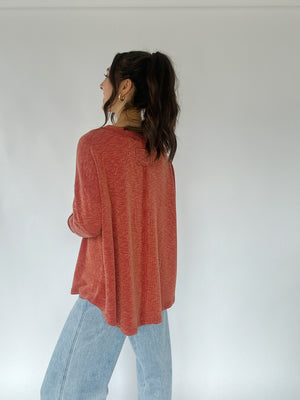 Love Patch Knit Top - Brick