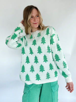 Pearled Christmas Tree Sweater