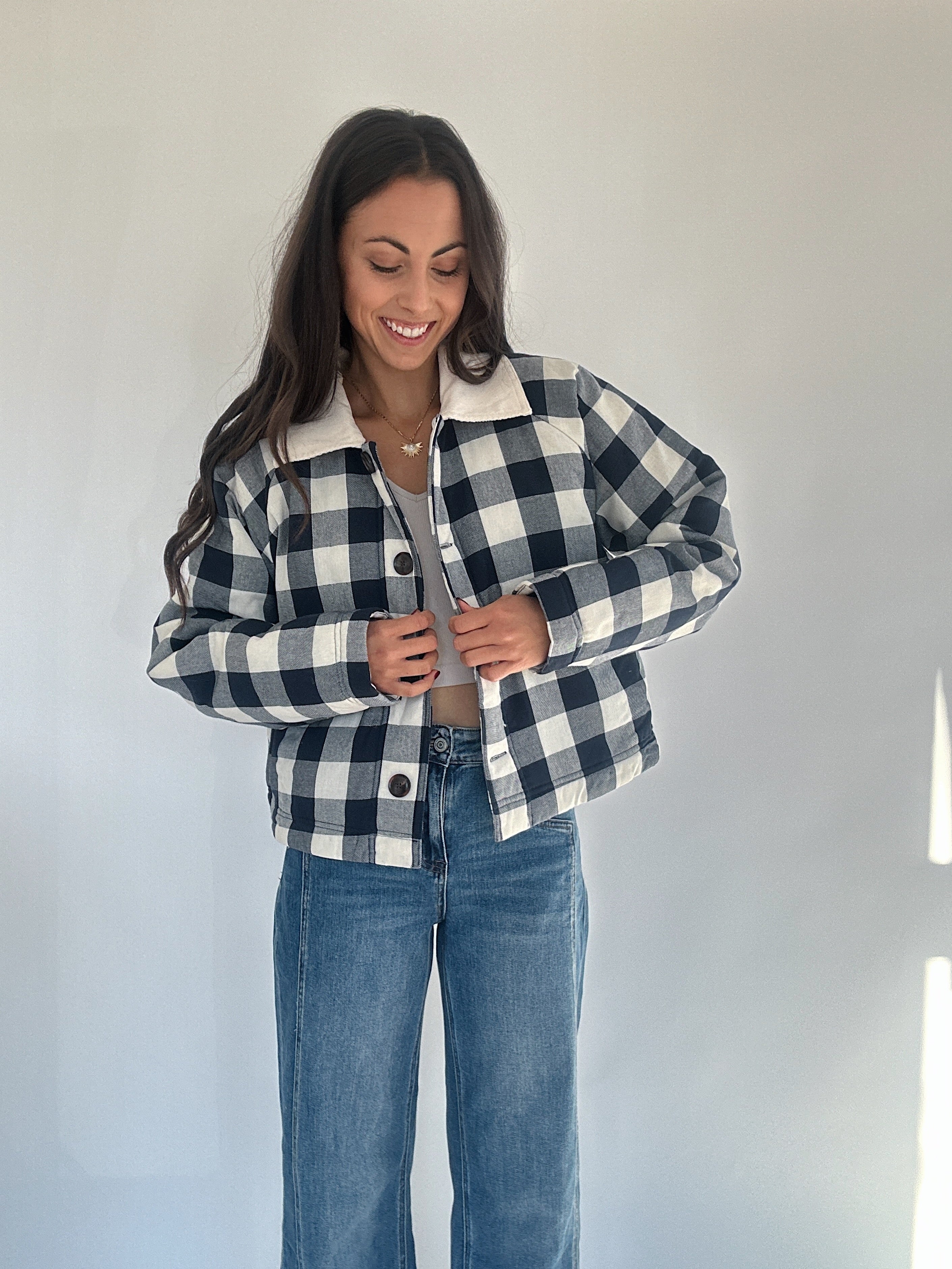 Masie Gingham Plaid Jacket – Blue Magnolia