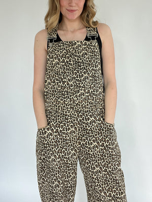 Last Time Leopard Barrel Overalls