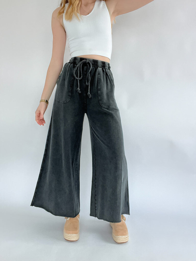 Back Seat Driver Wide Leg Pants - Black