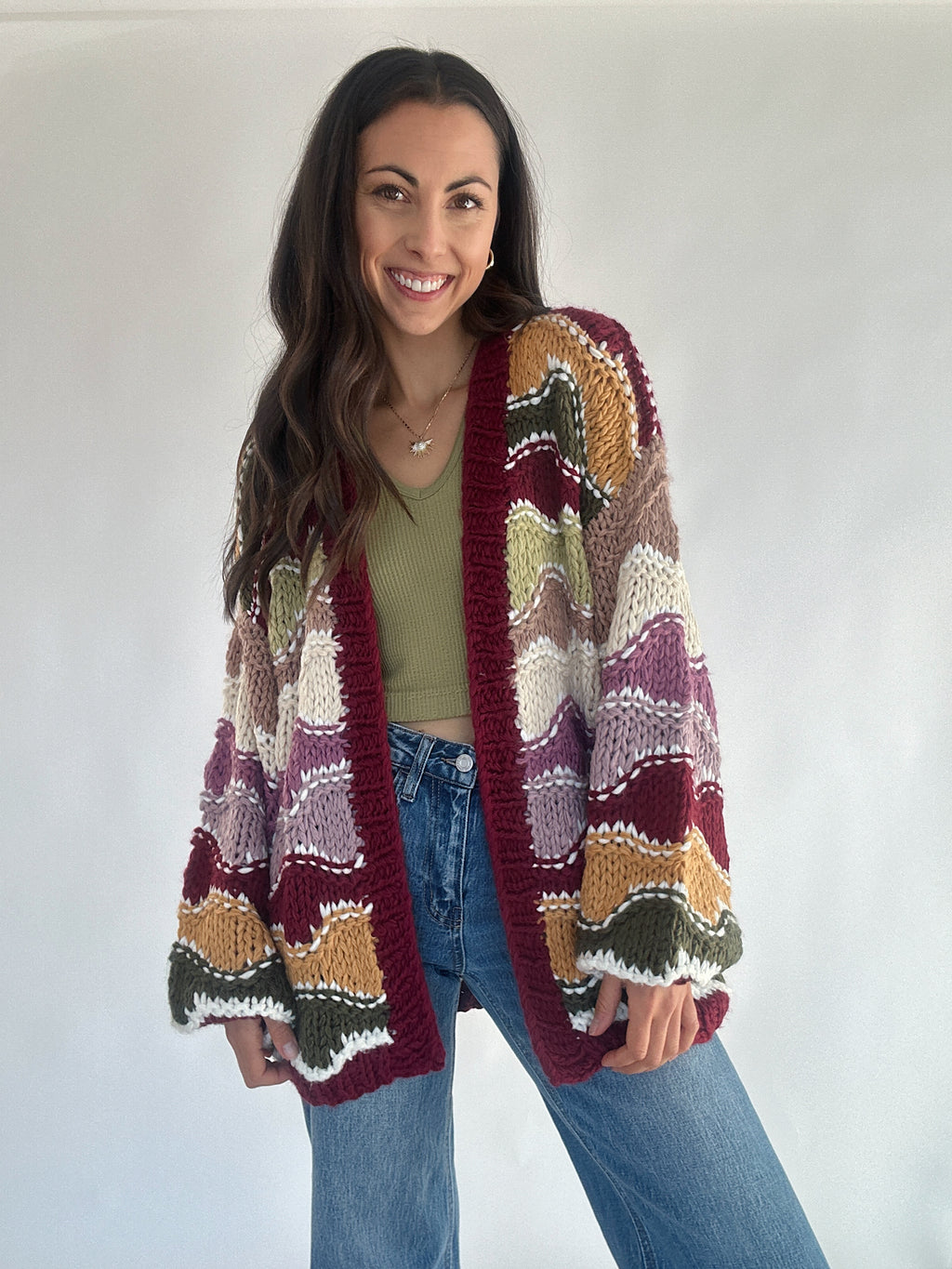 Meet You Later Crochet Cardigan - Plum