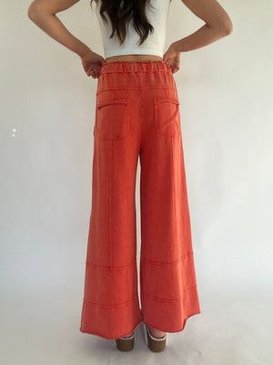 Traveller Wide Leg Pants - Red Orange