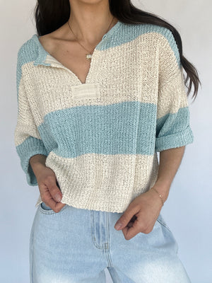 Alina Knit Top - Mint Blue