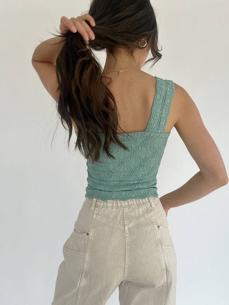 Alivia Floral Seamless Tank - Jade