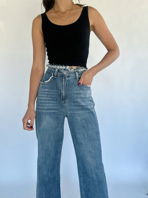 Rhyan Frayed Straight Leg Jeans