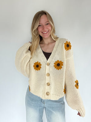 Sunflower Embroidered Cardigan