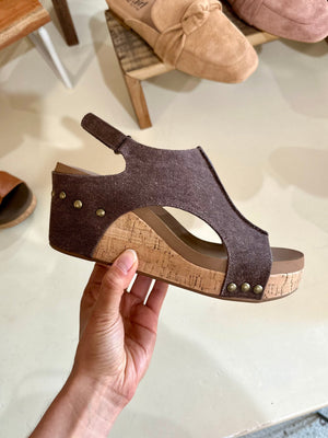 Carley Wedge - Brown Canvas