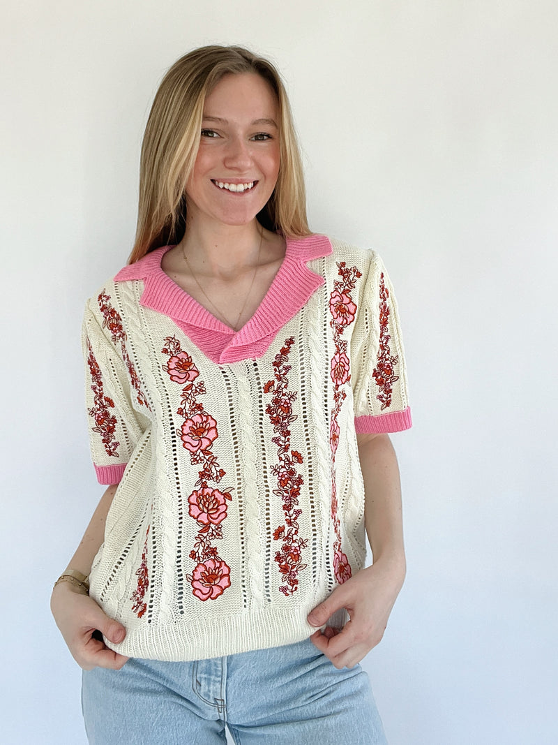 Rosanne Embroidered Knit Top