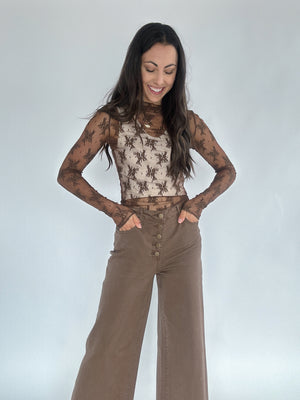 Falling In Lace Top - Brown