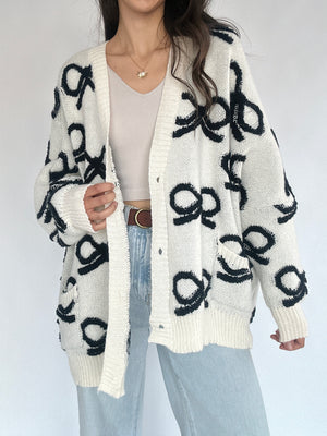 So True Bow Cardigan - Black