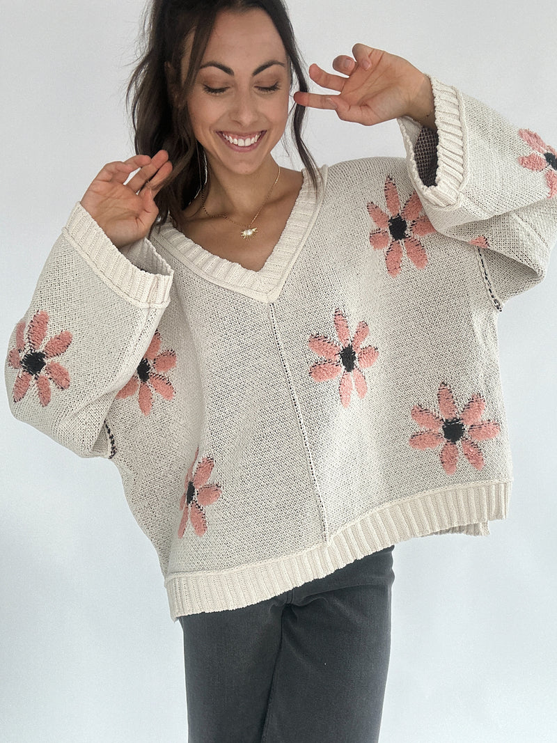 Caught Your Eye Daisy Sweater - Almond