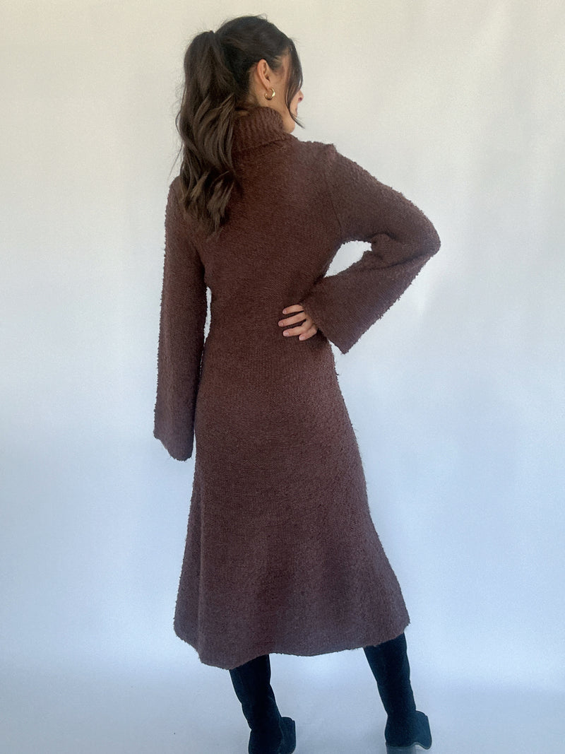 Chelsie Midi Sweater Dress - Brown