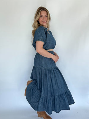 Darling Days Denim Maxi Skirt