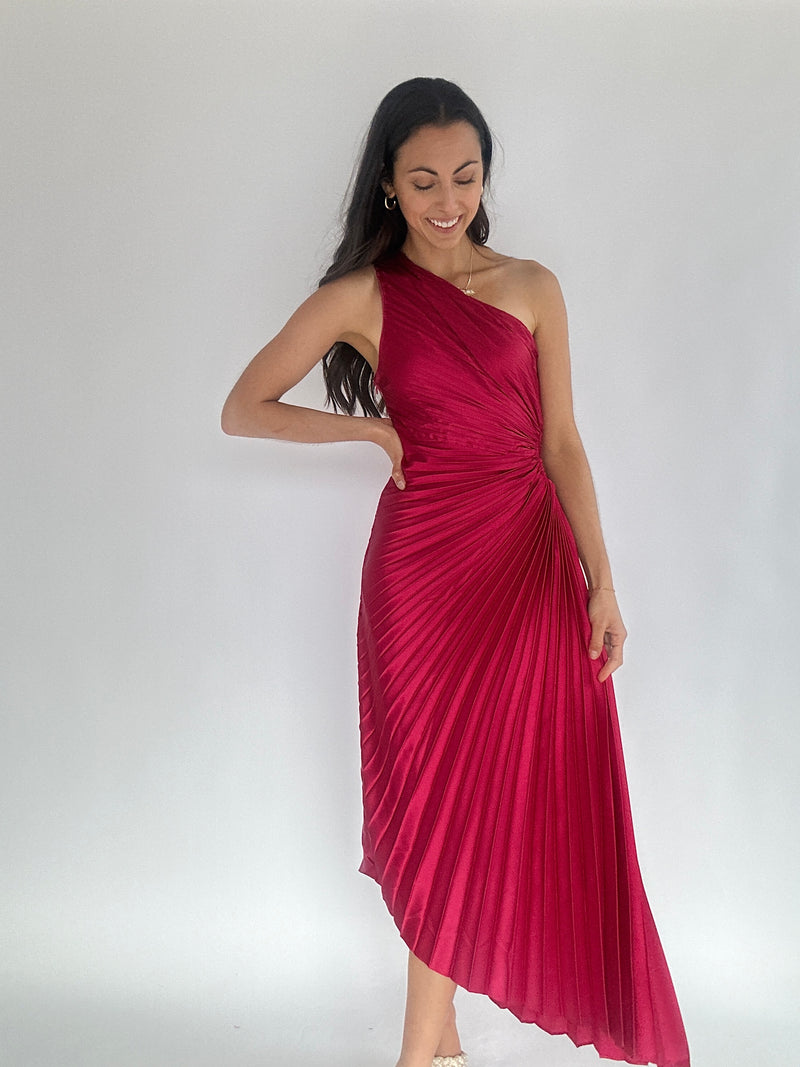 Cora Pleated Maxi Dress - Magenta