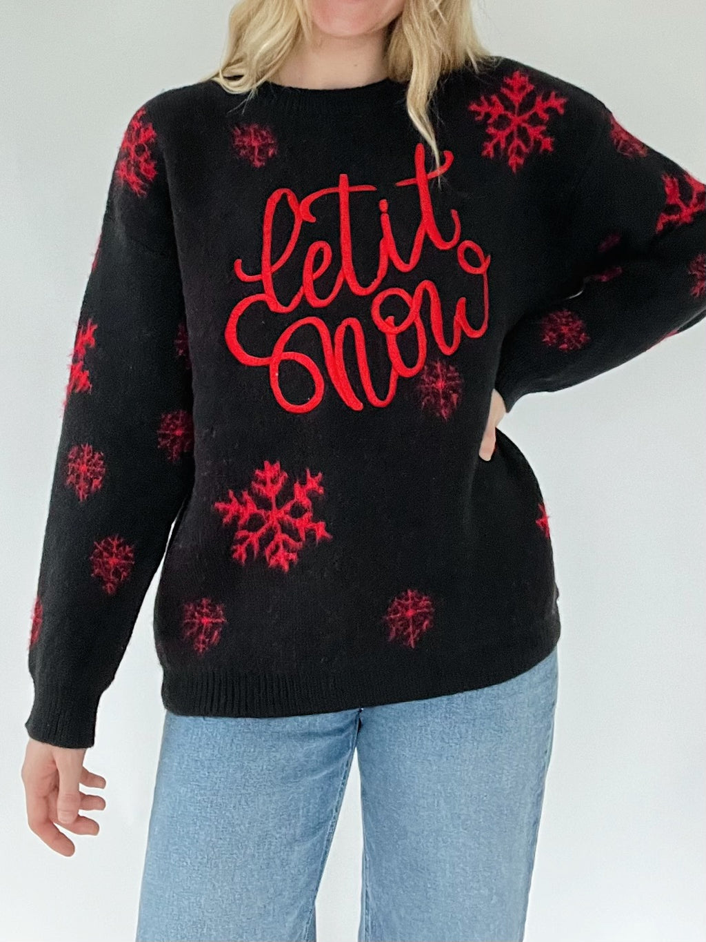 Let It Snow Embroidered Sweater