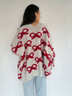 So True Bow Cardigan - Red