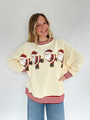 Sequin Santa Corded Pullover