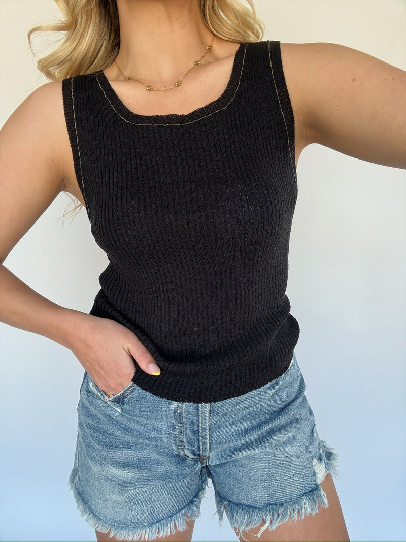 Mira Knit Tank - Black