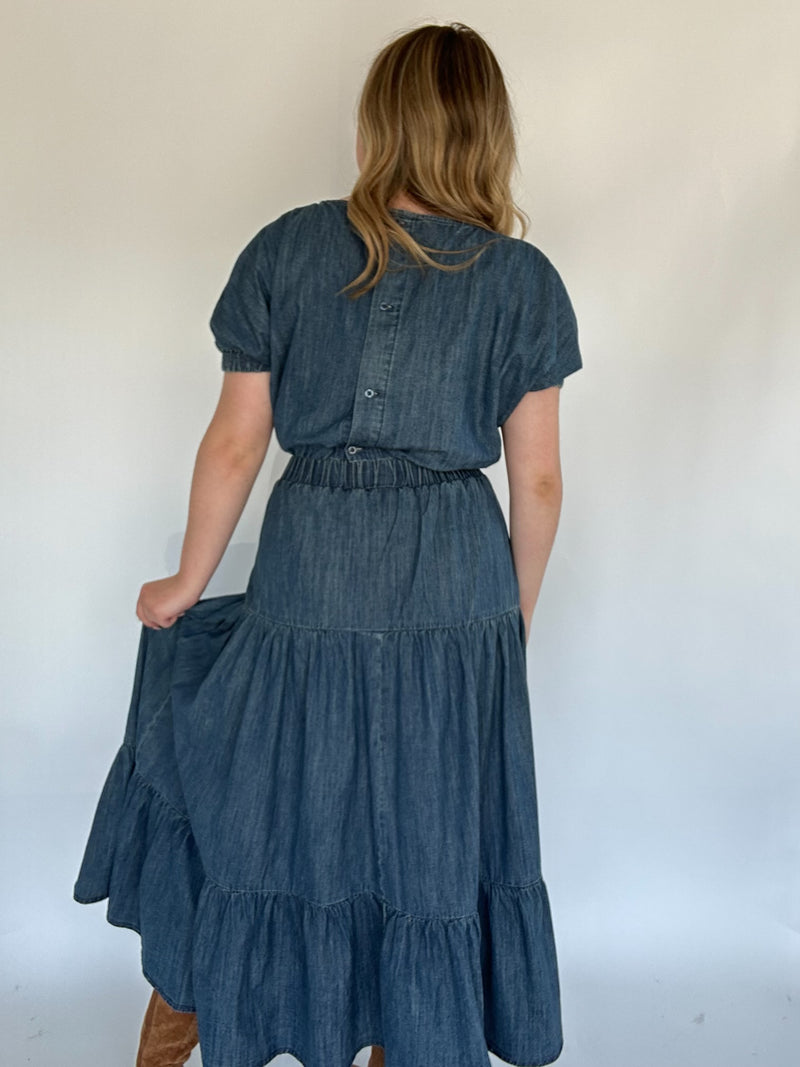 Darling Days Denim Maxi Skirt