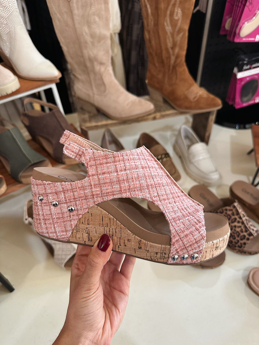 Carley Wedge - Blush Tweed