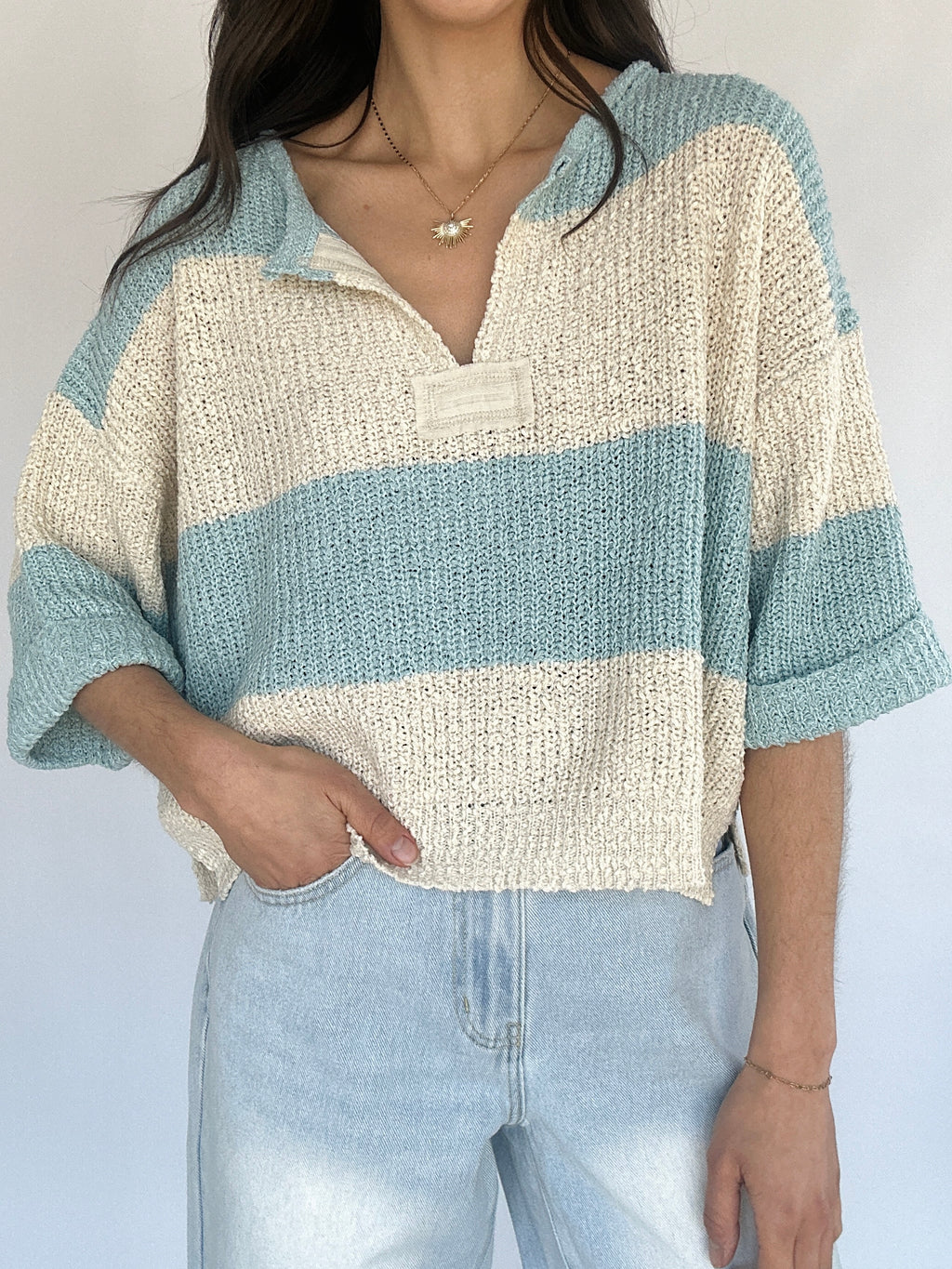 Alina Knit Top - Mint Blue