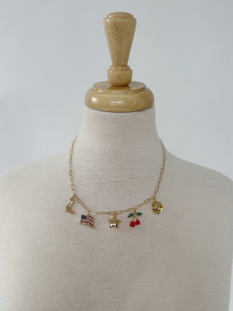 Western Cherry Charm Necklace