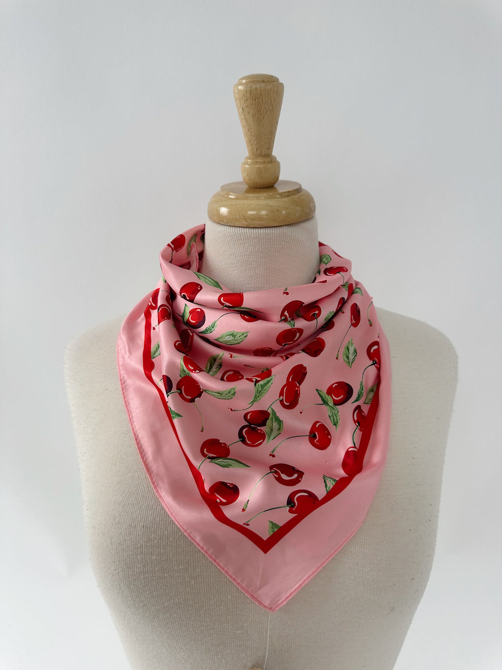 Cherry Bandana Scarf - Pink