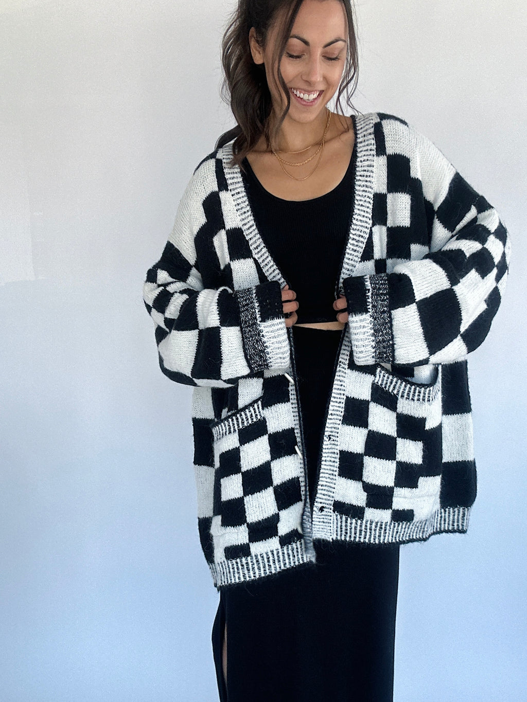 Encore Checkered Cardigan