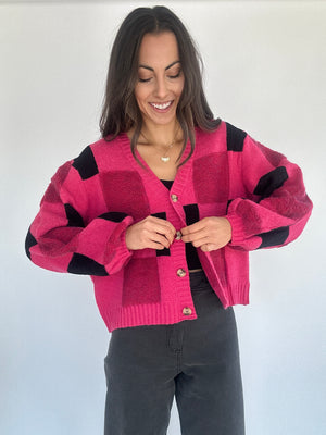 Head Over Heels Checkered Cardigan