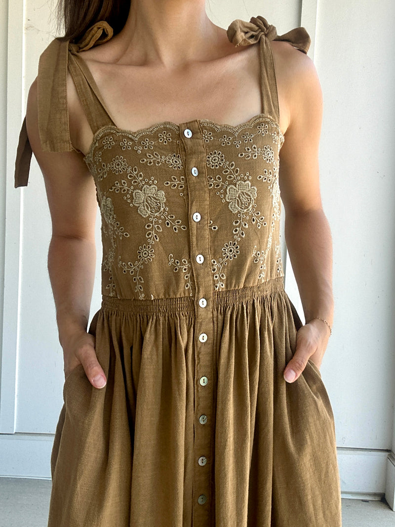 Cascade Eyelet Midi Dress