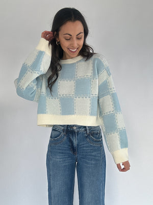 First Chapter Checkered Sweater