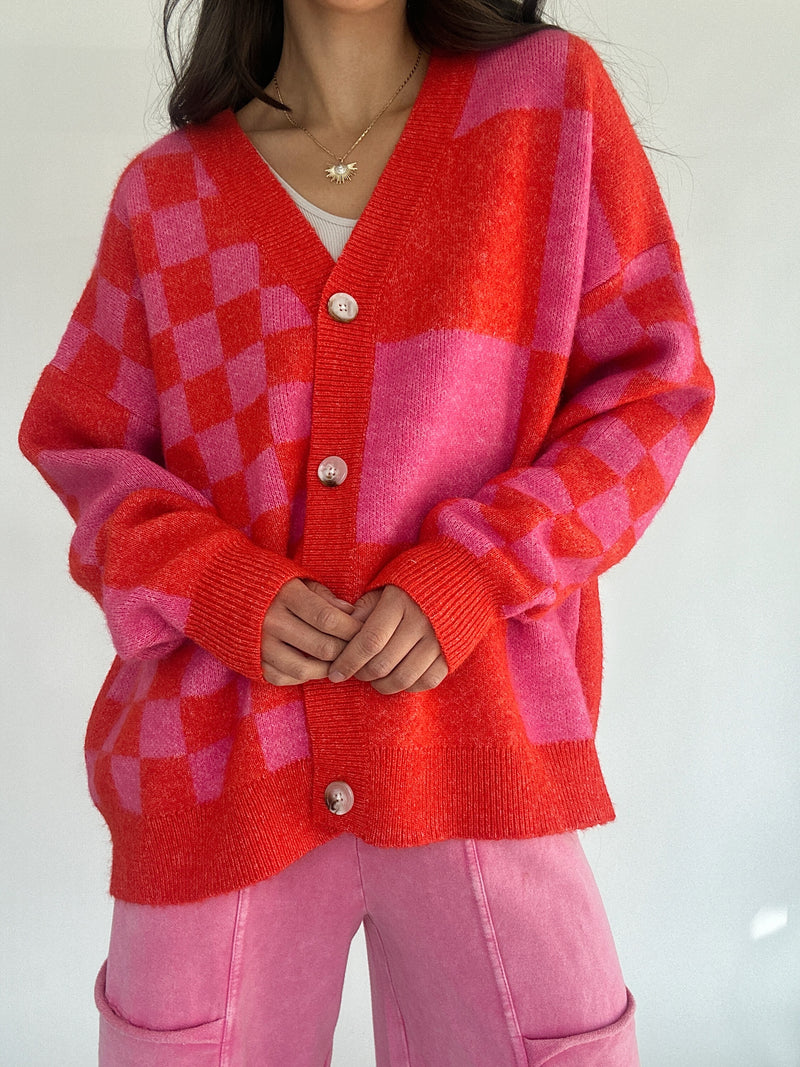 Attitude Check Cardigan - Pink