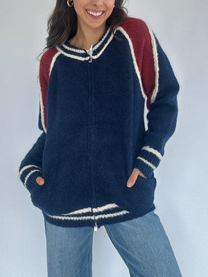 Varsity Zip Up Cardigan