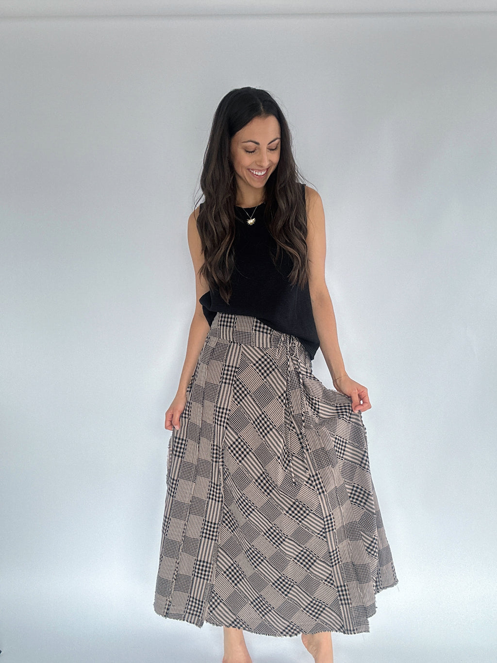 Byrdie Plaid Maxi Skirt