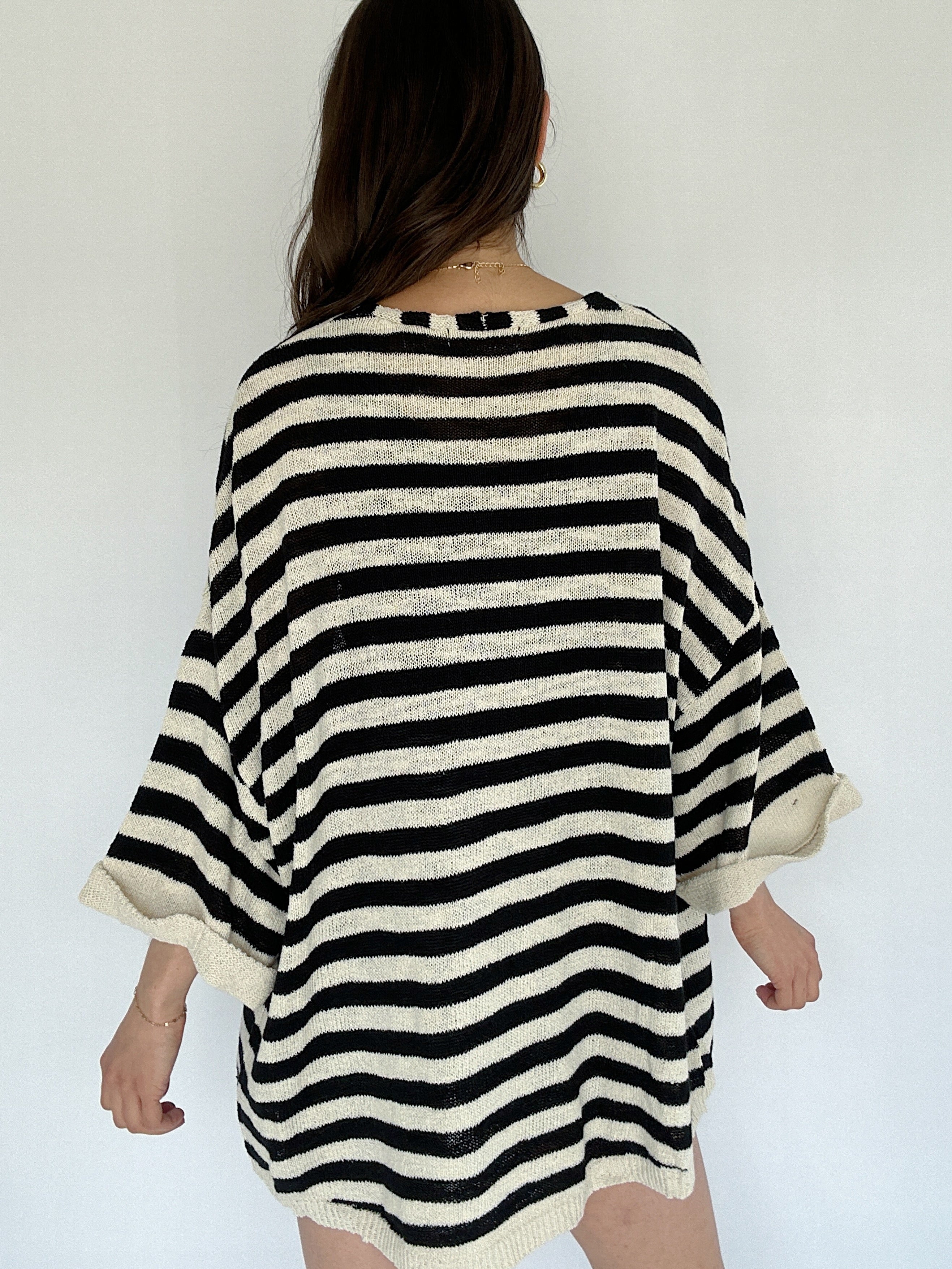 All Around Me Striped Cardigan Back
