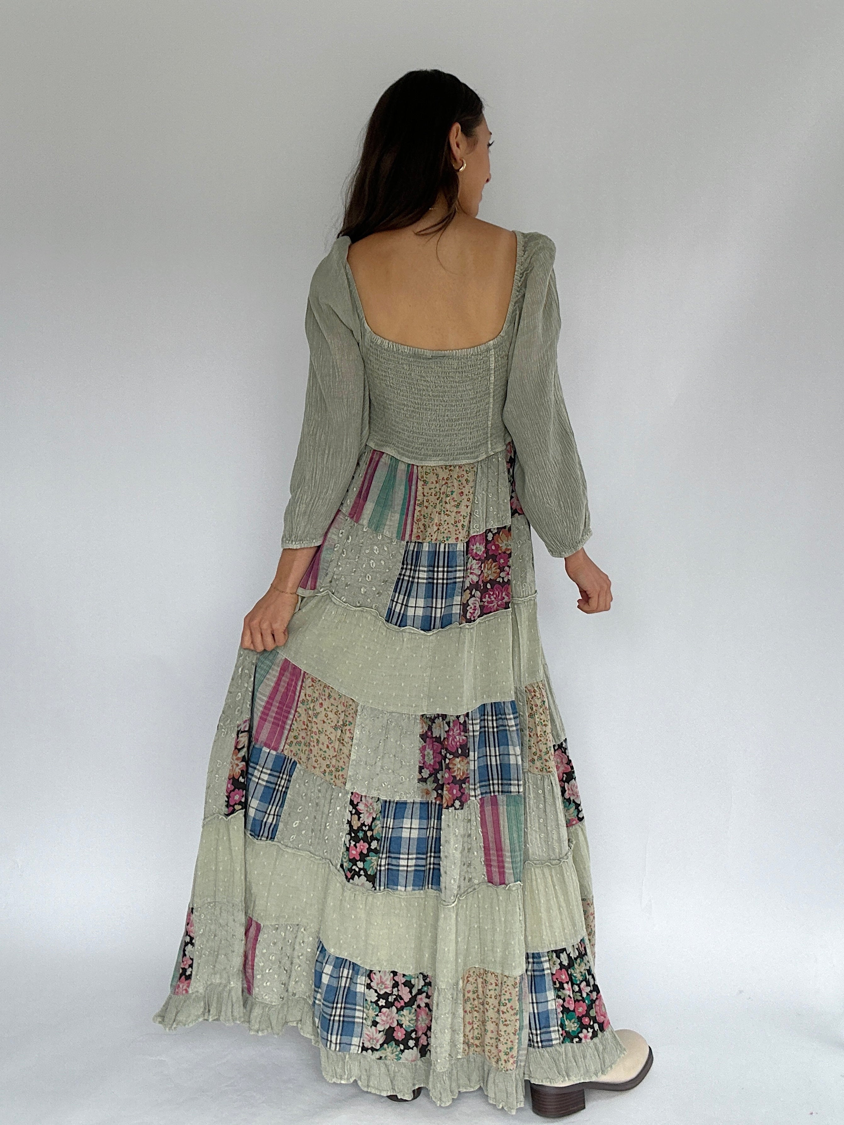All For Something Patchwork Maxi Dress Back