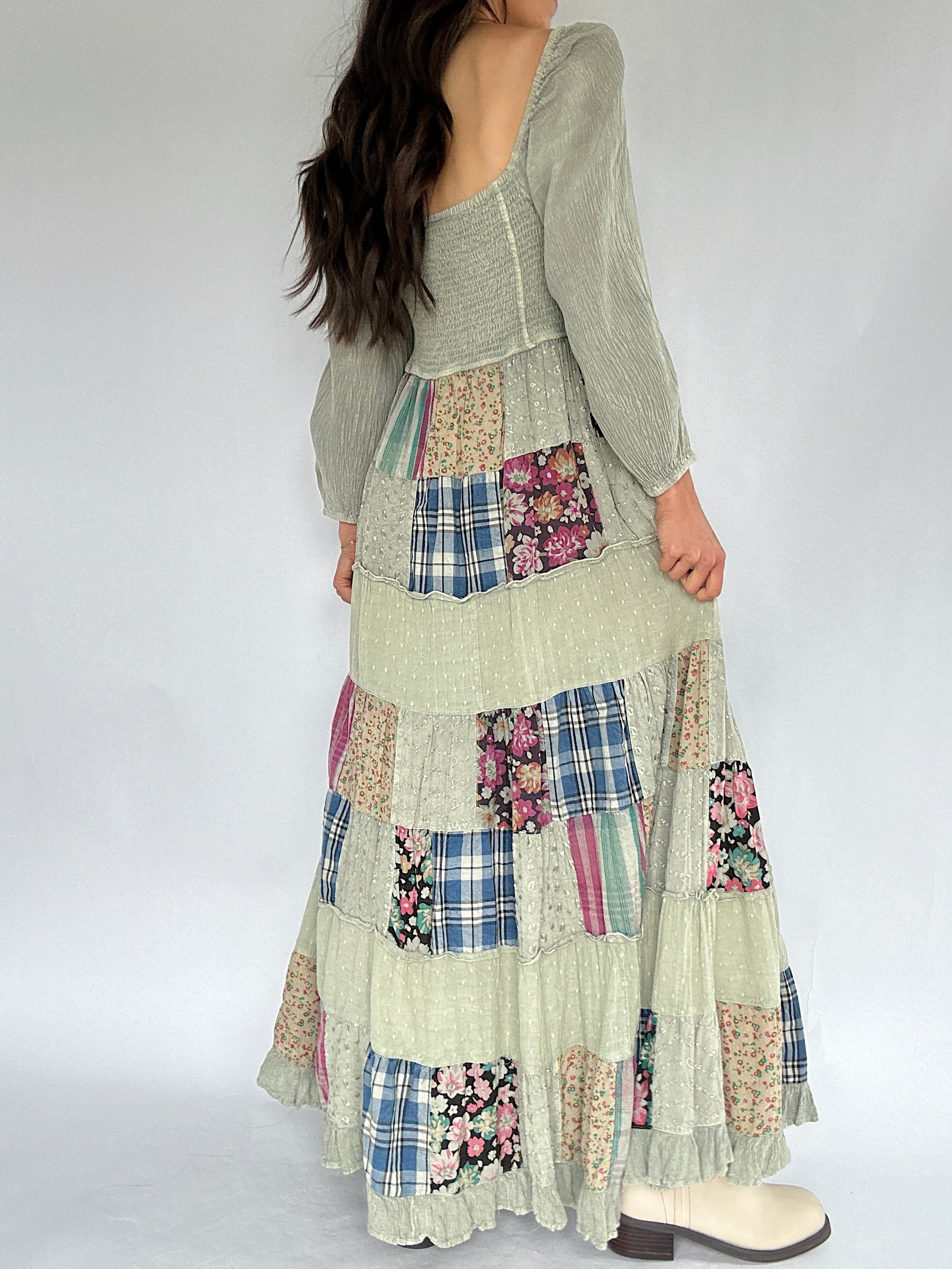 All For Something Patchwork Maxi Dress Back