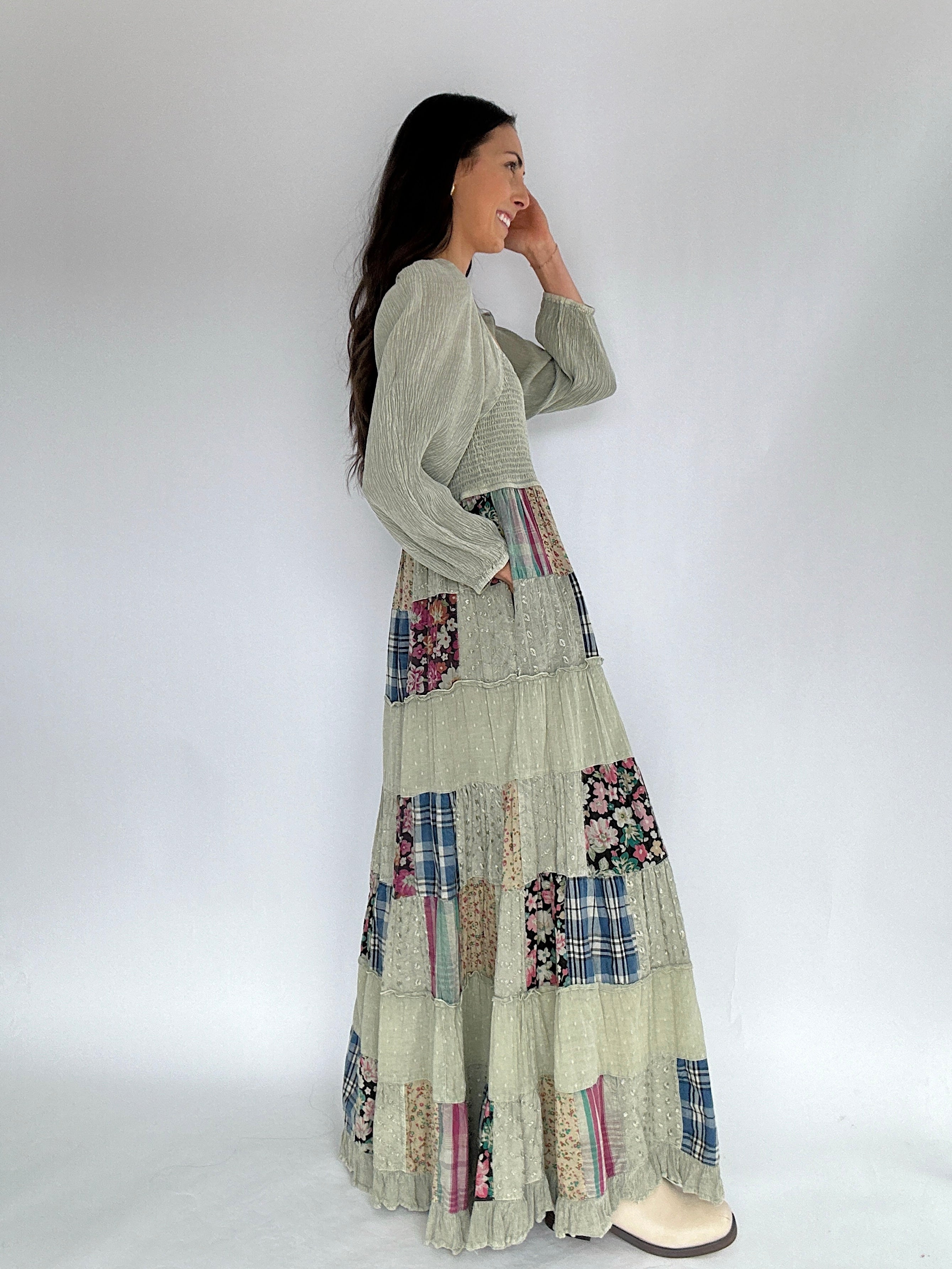 All For Something Patchwork Maxi Dress Side