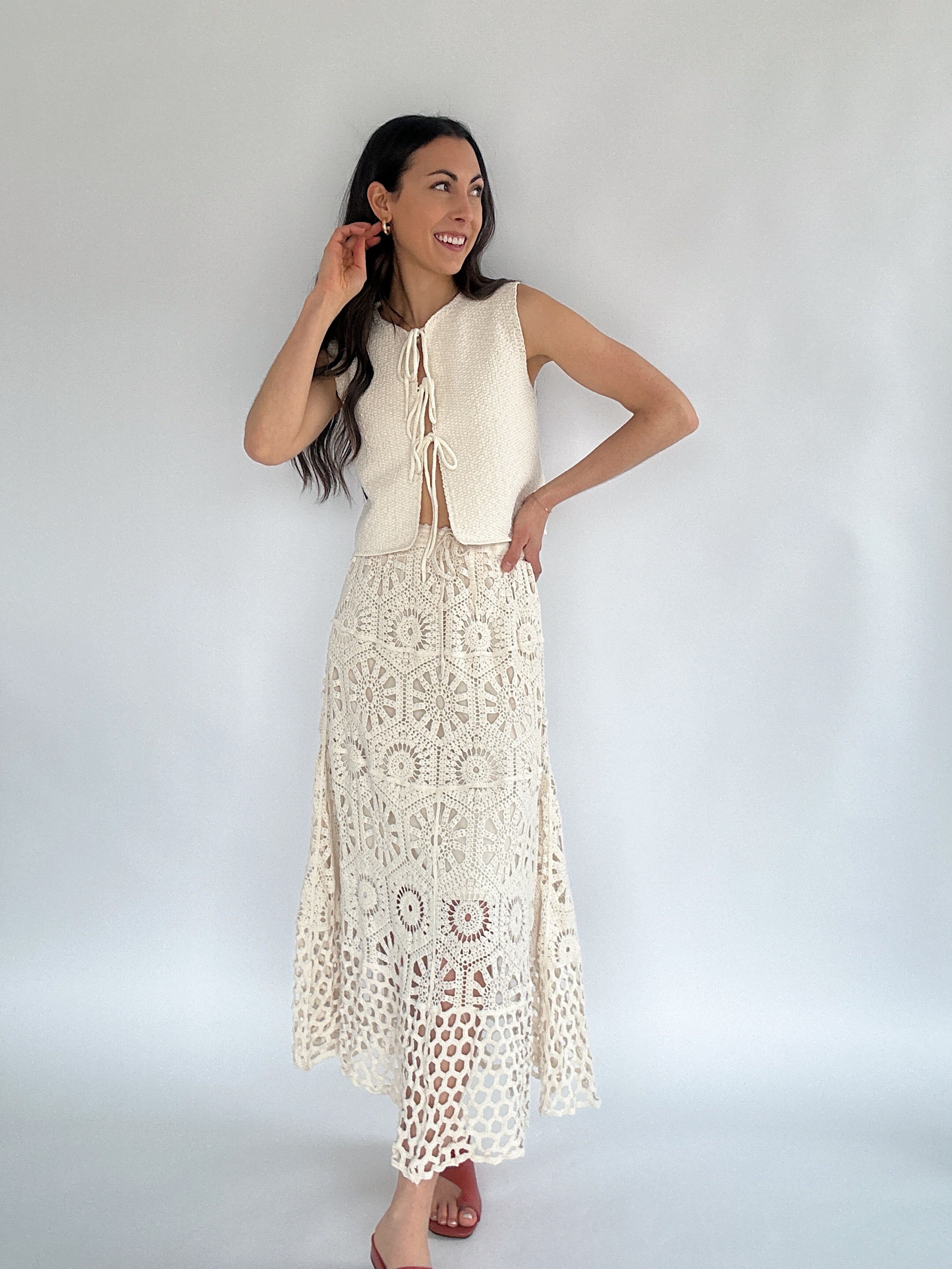Along The Bay Crochet Maxi Skirt Outfit