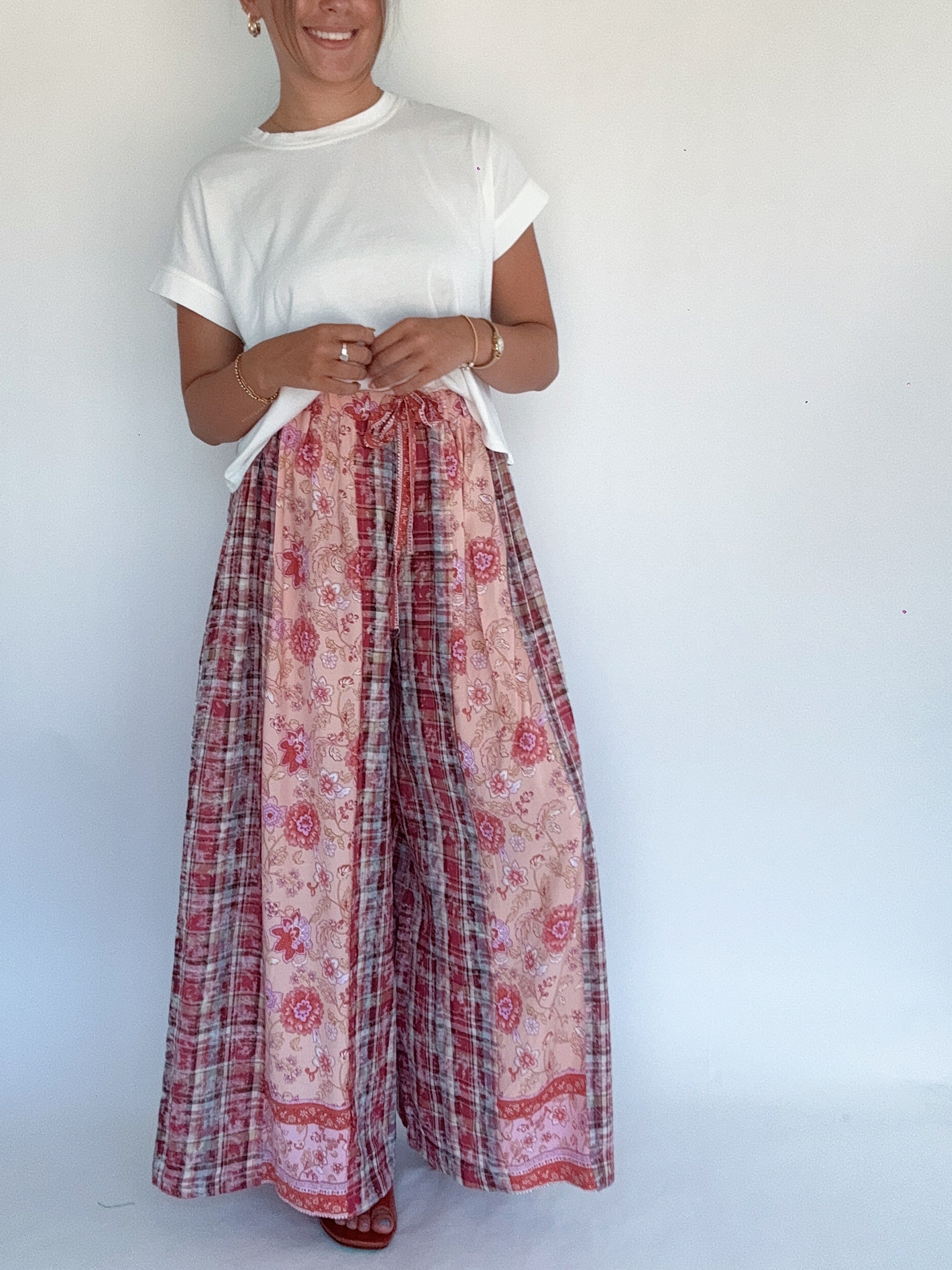 Ana Paisley Plaid Wide Leg Pants Front