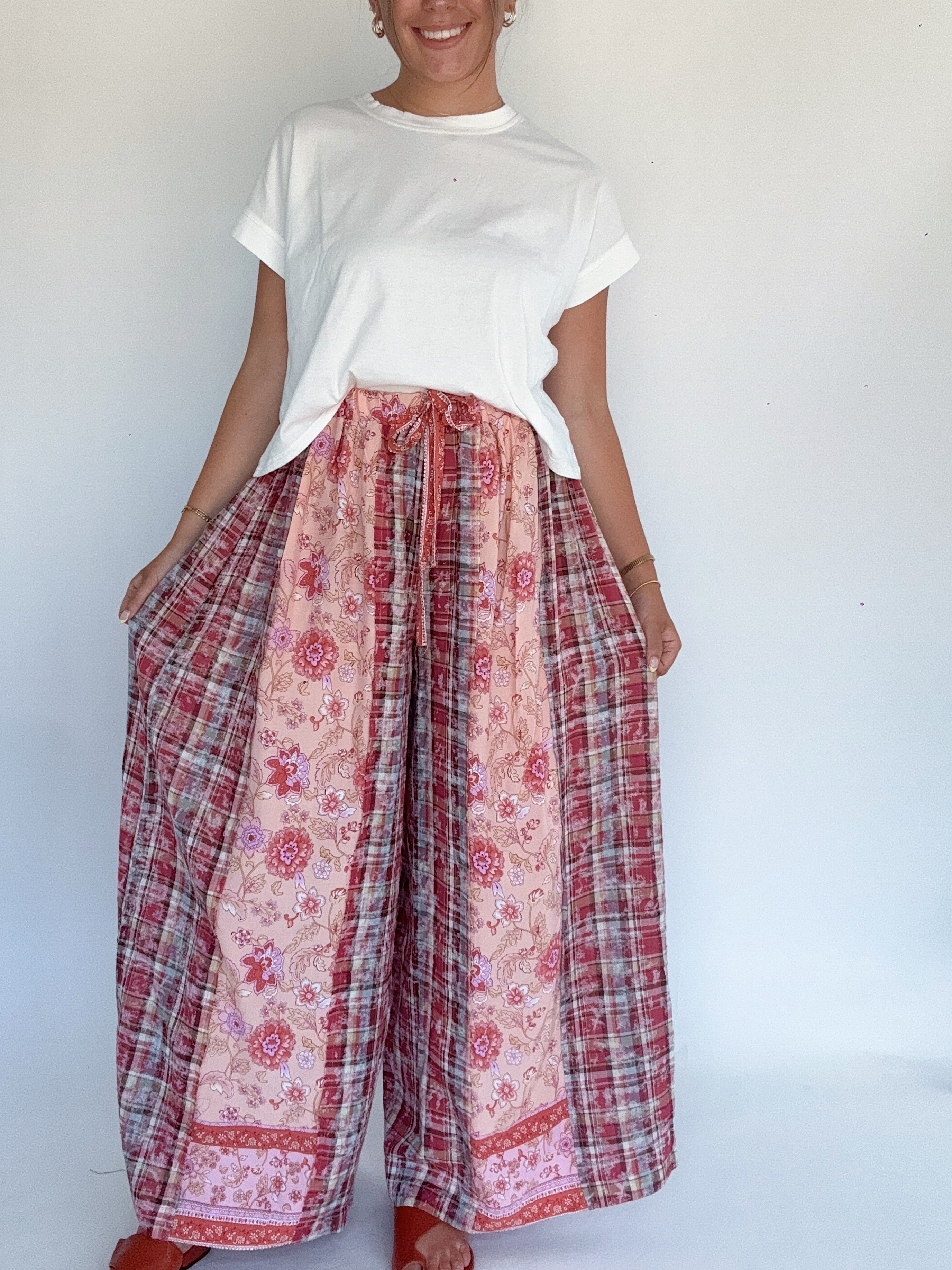 Ana Paisley Plaid Wide Leg Pants Front