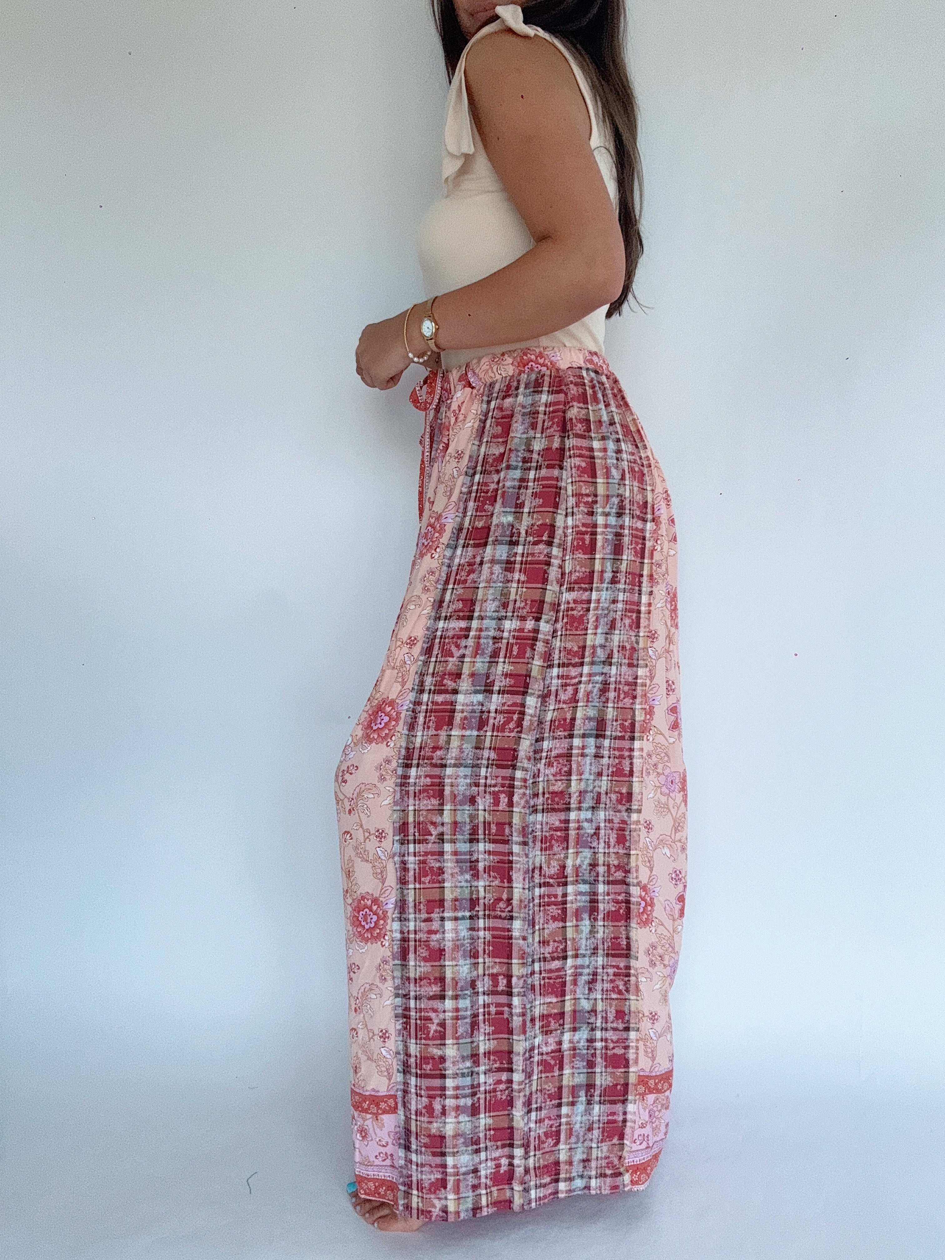 Ana Paisley Plaid Wide Leg Pants Side