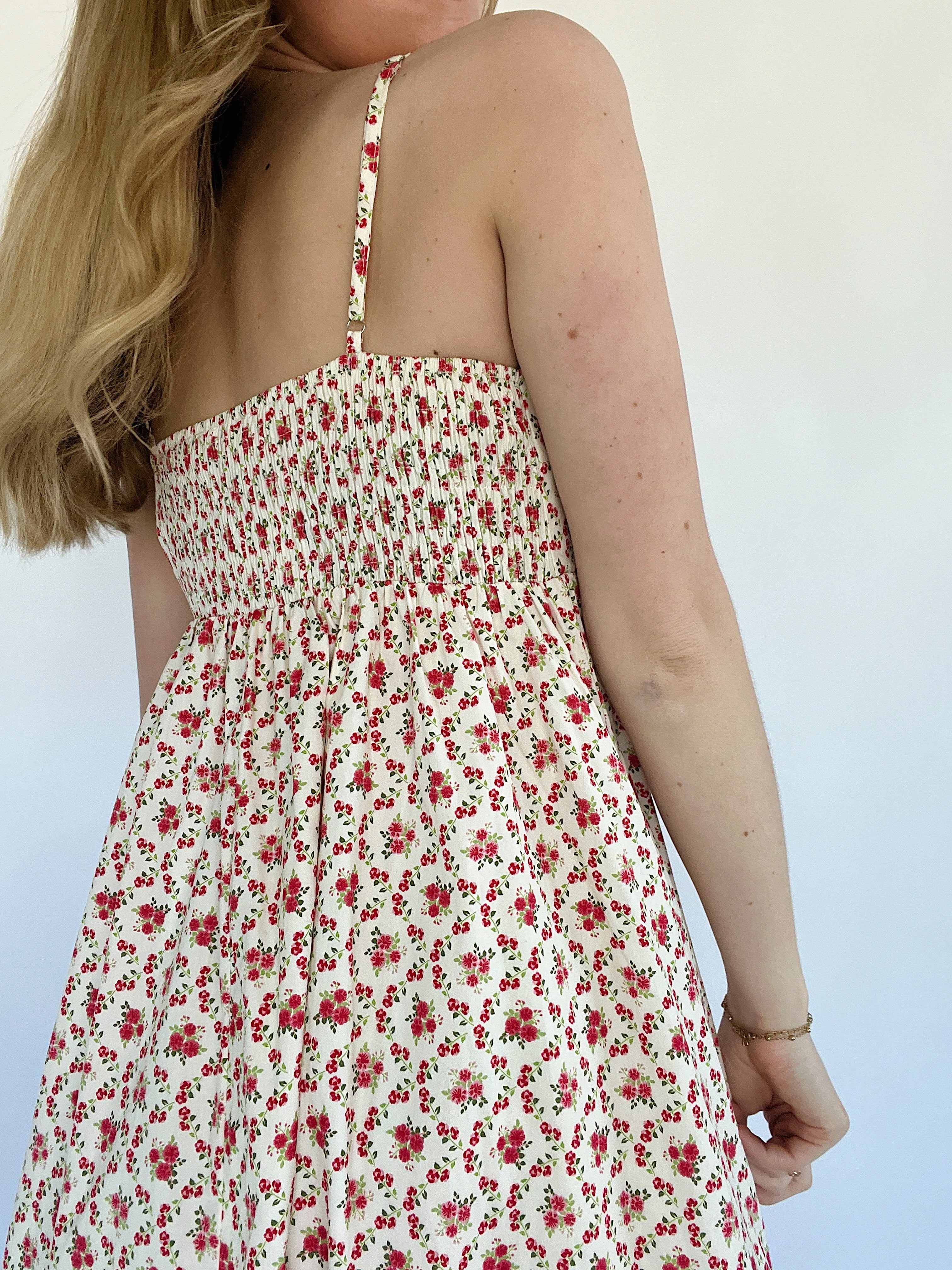 Annie Floral Bow Midi Dress Back Detail